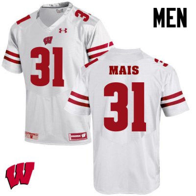 Men's Wisconsin Badgers NCAA #31 Tyler Mais White Authentic Under Armour Stitched College Football Jersey IS31K61DF
